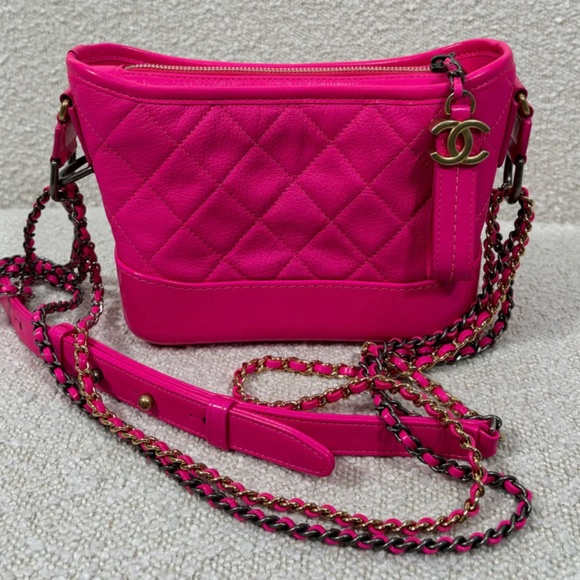 Authentic Chanel Fuchsia Goatskin Small Gabreille Bag - Picture 4 of 15
